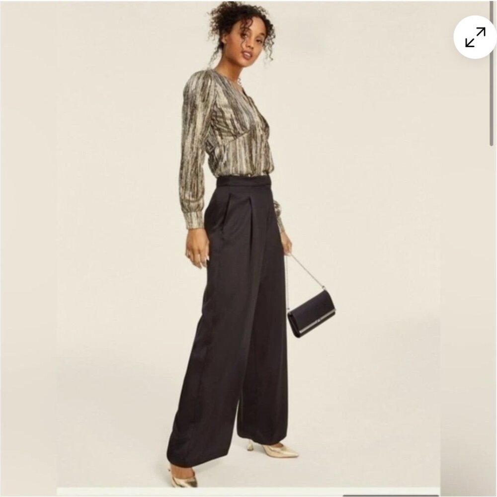 Michael Kors Satin Wide Leg Pant - Black - 10 - Like New